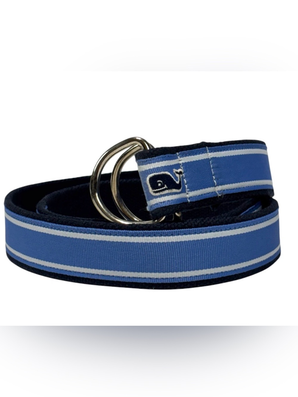 Vineyard Vines D-ring Golf Belt Blue White Stripe Navy Blue Whale Mens XL